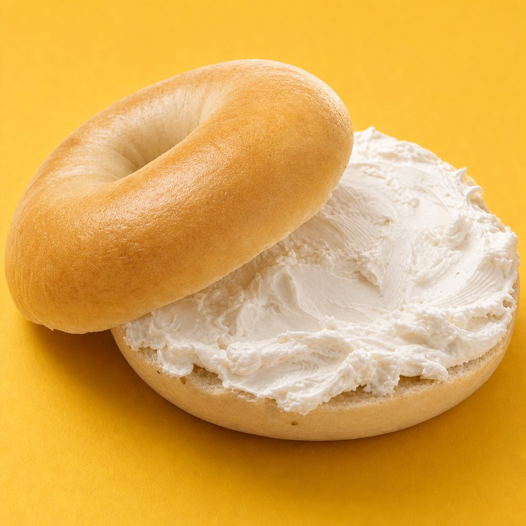 Mini bagels with spread.
