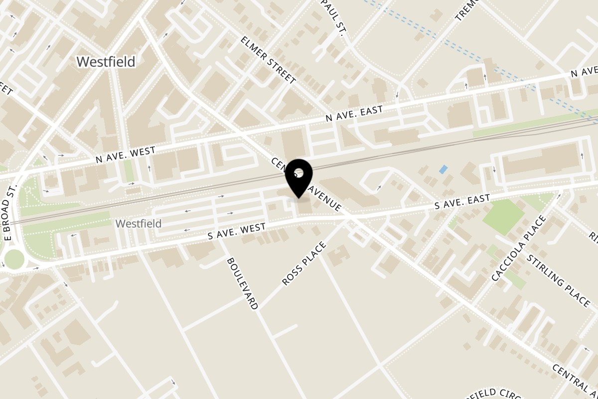 Map showing the location of Manhattan Bagels Westfield on 210 South Avenue West in Westfield
